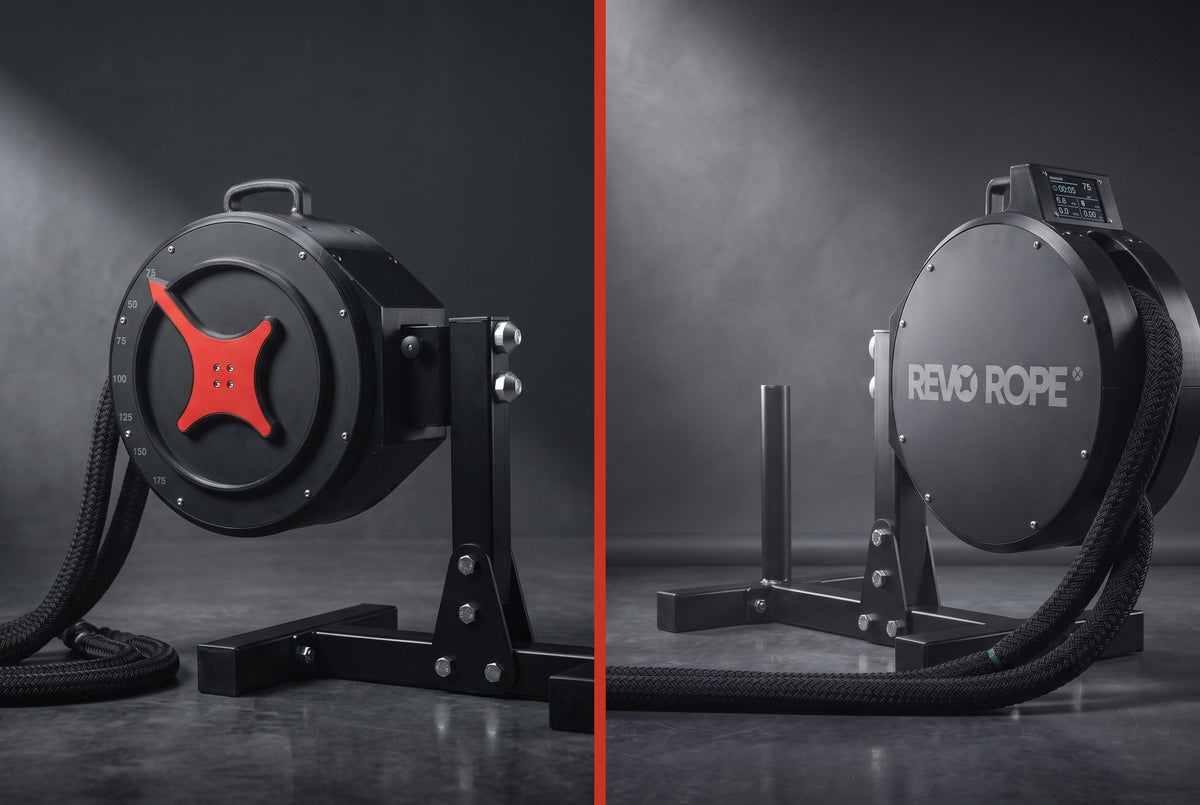 Revo Rope Basic a la izquierda y Revo Rope Tech a la derecha, separadas por una barra roja