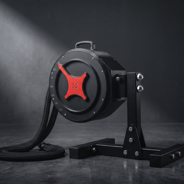 Revo Rope Basic en su soporte de suelo, vista de tres cuartos