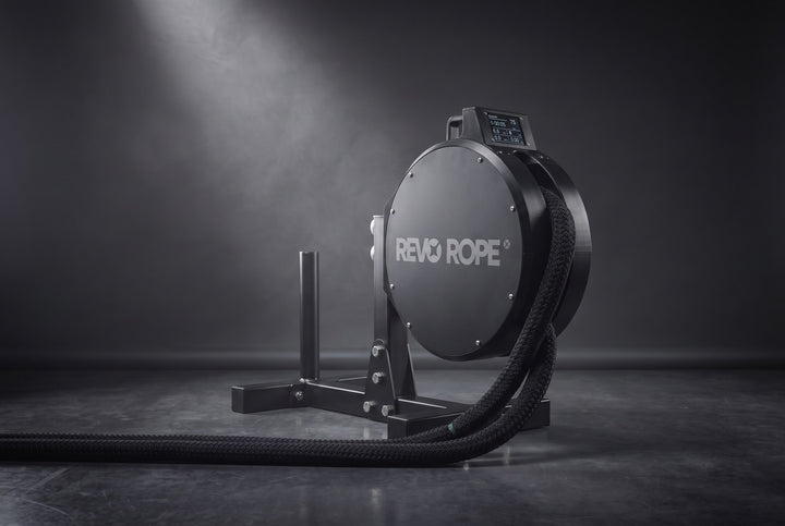 Revo Rope Tech con pantalla, montada en su soporte de suelo